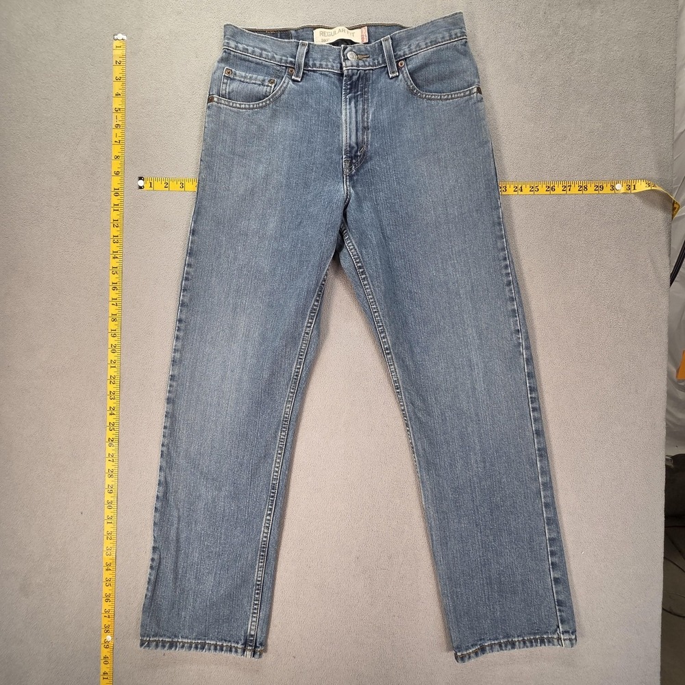 Levis 505 Jeans Mens Medium Wash Blue Regular Straight Zip Fly Fits 28x29‎